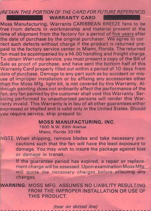 Moss Caribbean Breeze Instructions